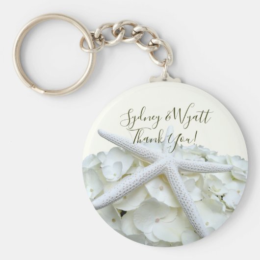 White Beach Wedding Starfish Favors Key Ring Sleutelhanger (Voorkant)