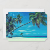White Beach with Tropical Palms Wedding Kaart (Achterkant)
