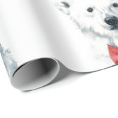 White Bear with Red Bow – Christmas Wrapping Paper Cadeaupapier (Rol Hoek)