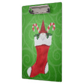 White Bearded Gnome in Stocking Candy Canes Swirls Klembord (Links)
