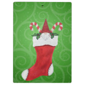White Bearded Gnome in Stocking Candy Canes Swirls Klembord (Achterkant)