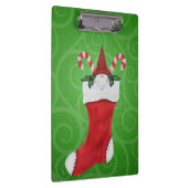 White Bearded Gnome in Stocking Candy Canes Swirls Klembord (Rechts)