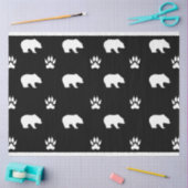 White Bears with Paw Prints on Black Background Tissuepapier (Craft)