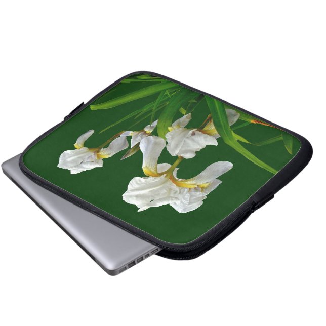 White Bearted Iris Blossom Laptop Sleeve (Voorkant onderkant)