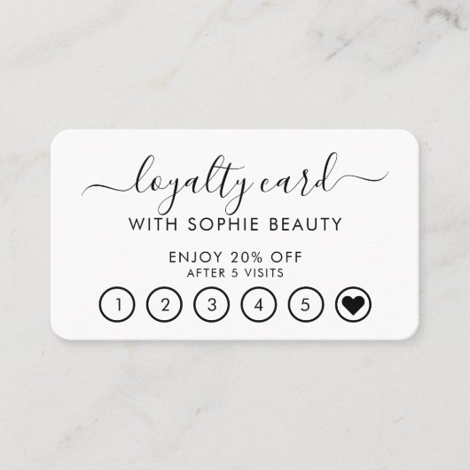 White Beauty Business Simple Script-logo Klantenkaartje (Voorkant)
