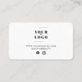 White Beauty Business Simple Script-logo Klantenkaartje (Achterkant)