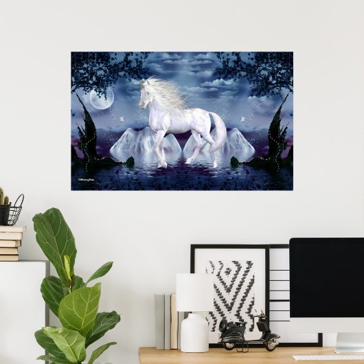 White Beauty Magical Unicorn Poster 1H (Thuiskantoor)