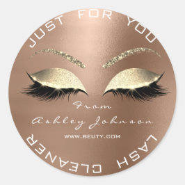 White Beauty Salon Glitter Coffe Gold Lash Cleaner Ronde Sticker