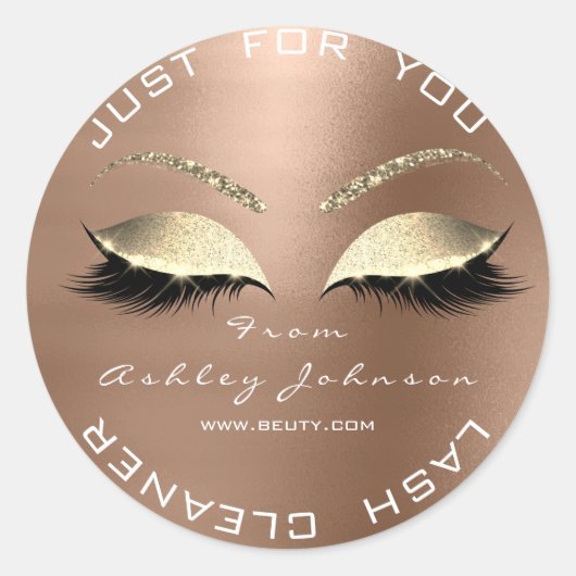 White Beauty Salon Glitter Coffe Gold Lash Cleaner Ronde Sticker (Voorkant)