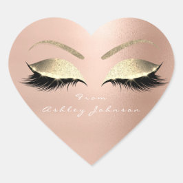 White Beauty Salon Glitter Pink Gold Lashes Name Hart Sticker