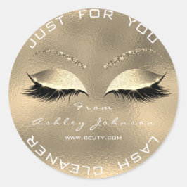 White Beauty Salon Glitter Sepia Gold Lash Cleaner Ronde Sticker