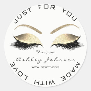 White Beauty Salon Glitter White Gold Hartelijk da Ronde Sticker