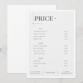 White Beauty Salon Price List Rack Kaart (Voorkant / Achterkant)