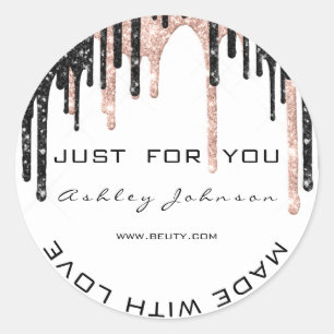 White Bedankt Roos Black Made met liefdesnaam Ronde Sticker