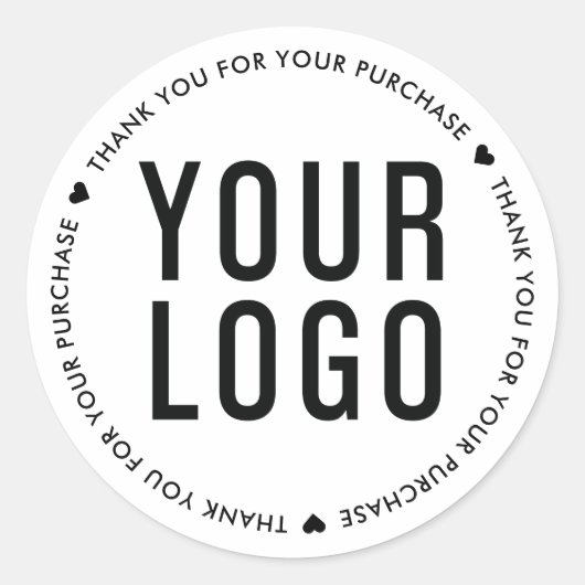 White Bedankt voor uw aankoop Business Logo Ronde Sticker (Voorkant)