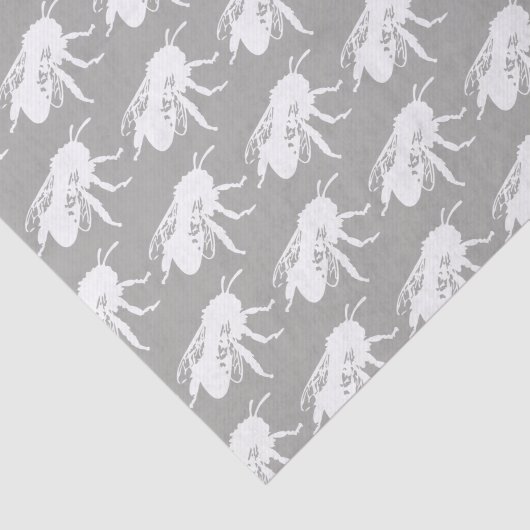 White Bee Silhouette Tissue Paper Tissuepapier (Detail)
