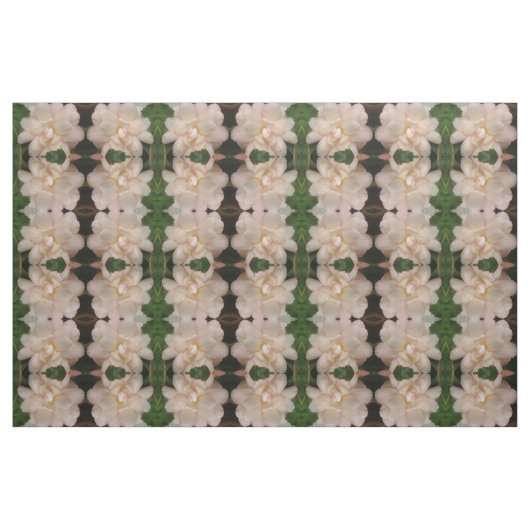 White Begonia Flower Floral Patterned Fabric Stof (Fat Quarter)