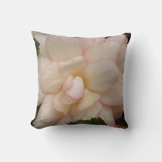 White Begonia Flower Pillow Kussen (Voorkant)