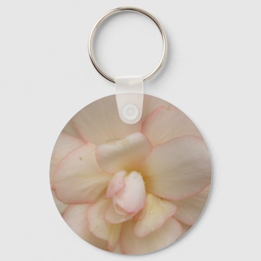 White Begonia Flower Sleutelhanger (Voorkant)