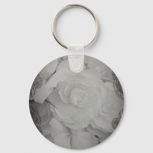 White Begonia Sleutelhanger (Voorkant)