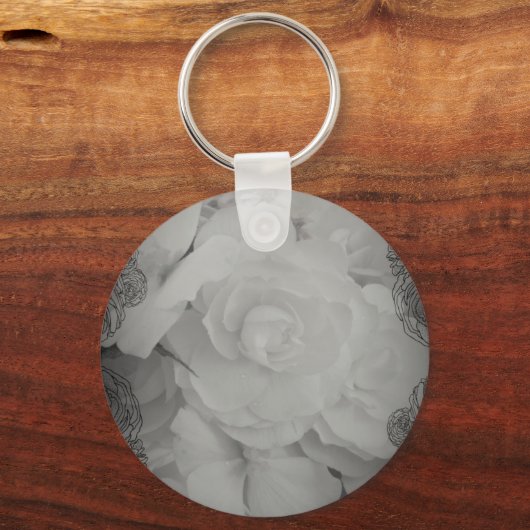 White Begonia Sleutelhanger (Voorkant)