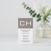 White Beige Monogram Consultant Visitekaartje (Staand voorkant)