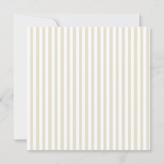 White Beige Stripes Bevestiging Fotouitnodiging Kaart (Achterkant)