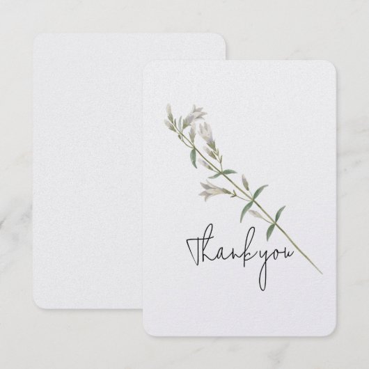 White Bellflower Stem Hartelijk dank Bedankkaart (Voorkant / Achterkant)