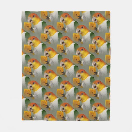 White Bellied Caïque Parrot met Speelgoed hout Blo Fleece Deken (Voorkant)
