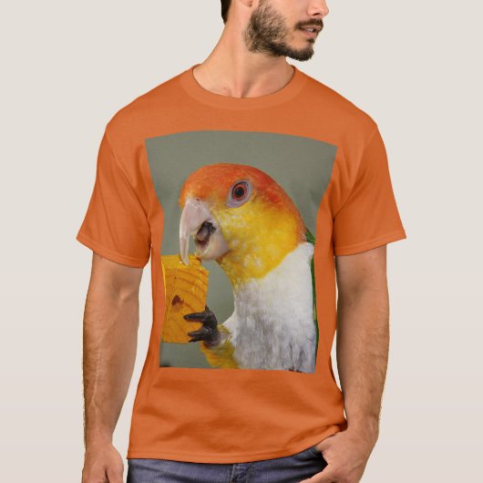 White Bellied Caique Parrot With Wood Block Toy T-shirt (Voorkant)