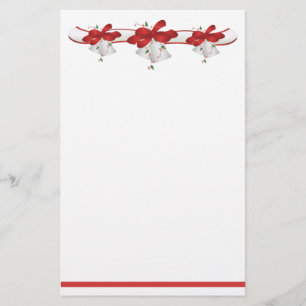 White Bells Red Ribbons Berries Stationery Briefpapier