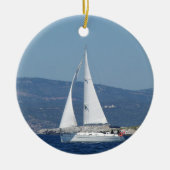 White Beneteau-sleuf Keramisch Ornament (Voorkant)