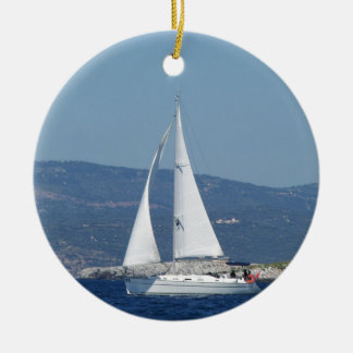 White Beneteau-sleuf Keramisch Ornament