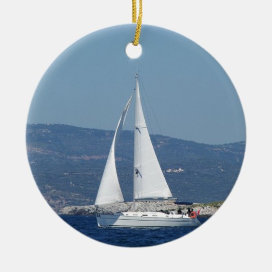 White Beneteau-sleuf Keramisch Ornament (Voorkant)