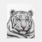 White Bengal Tiger Blue Eyes Fleece Blanket (Voorkant)