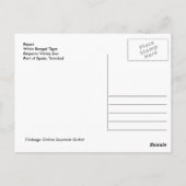 White Bengal Tiger, Briefkaart Trinidad (Achterkant)