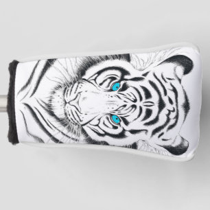 White Bengal Tiger Ink Art Golfheadcover