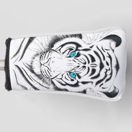 White Bengal Tiger Ink Art Golfheadcover (Voorkant)