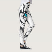 White Bengal Tiger Ink Art Leggings (Rechts)