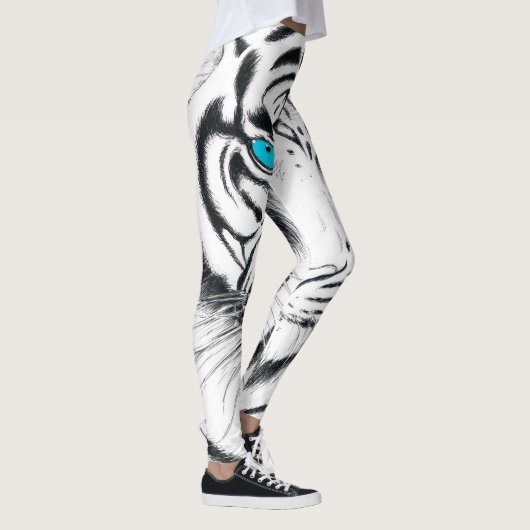 White Bengal Tiger Ink Art Leggings (Rechts)