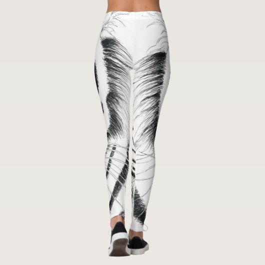 White Bengal Tiger Ink Art Leggings (Achterkant)