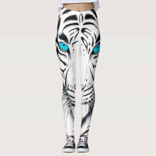 White Bengal Tiger Ink Art Leggings (Voorkant)