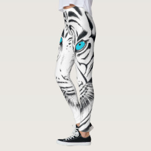 White Bengal Tiger Ink Art Leggings