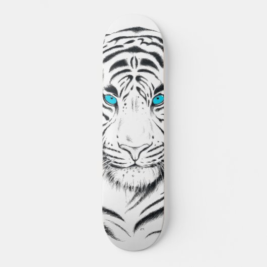 White Bengal Tiger Ink Art Persoonlijk Skateboard (Voorkant)