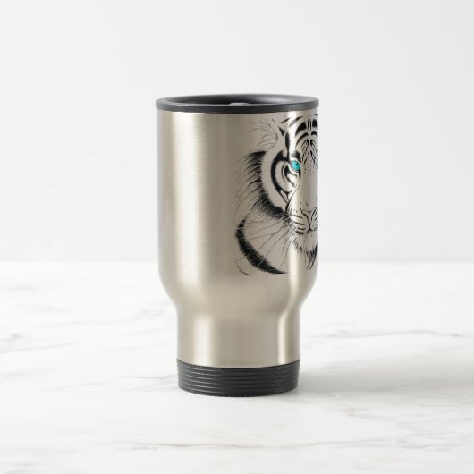 White Bengal Tiger Ink Art Reisbeker (Center)