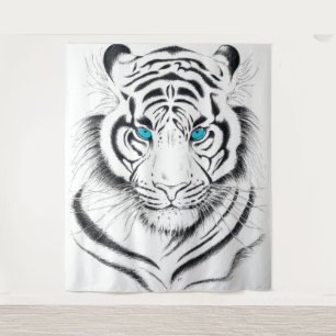 White Bengal Tiger Ink Art Wandkleed