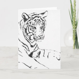 White Bengal Tiger Painting Wenskaart Kaart