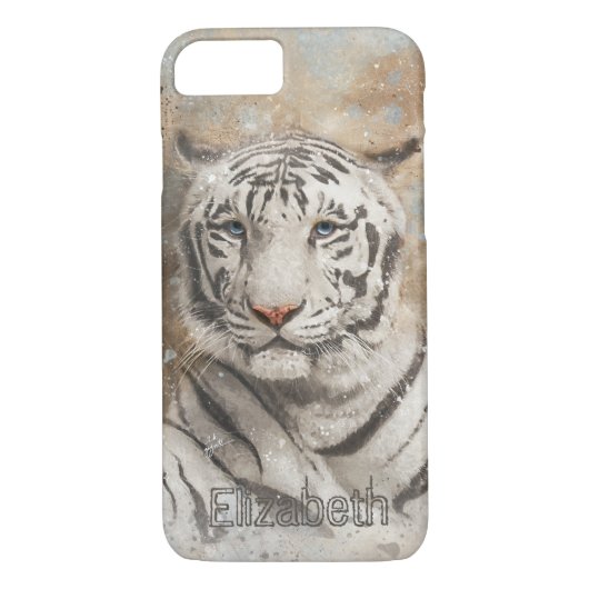White Bengal Tiger Photography Moderne Waterverf Case-Mate iPhone Case (Achterkant)