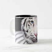 White Bengal Tiger Photography Tweekleurige Koffiemok (Voorkant links)