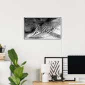 White Bengal Tiger Print in zwart-wit (Thuiskantoor)